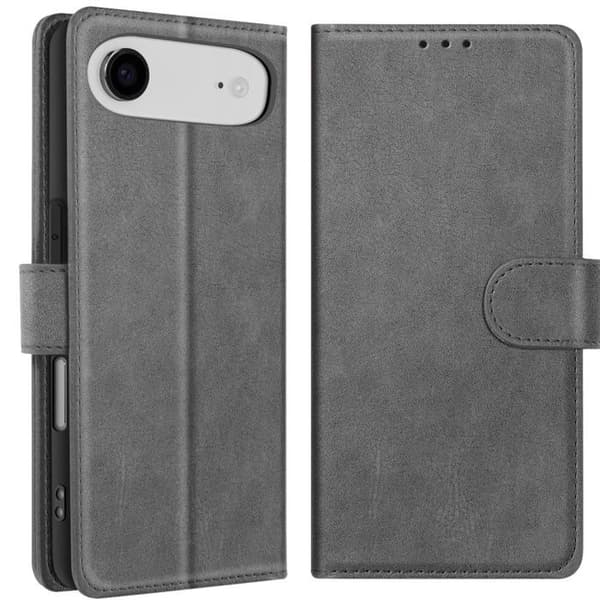 Plånboksfodral - AVIZAR - iPhone Air - Syntetläder Grå - Stödfunktion - Kortfack Grå