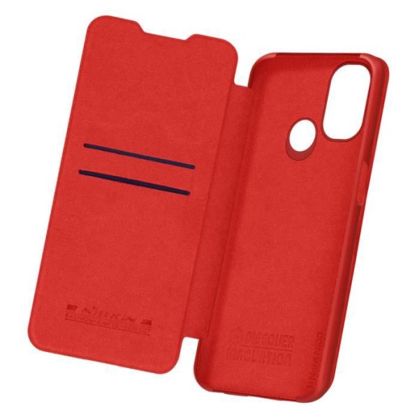 Cover OnePlus Nord N100 Folio Fodral Korthållare Äkta Läder Qin Nillkin röd Röd