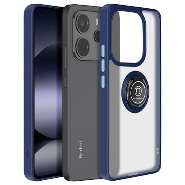 Cover til Xiaomi Note 14 4G med metallring videostøtte blå Blå