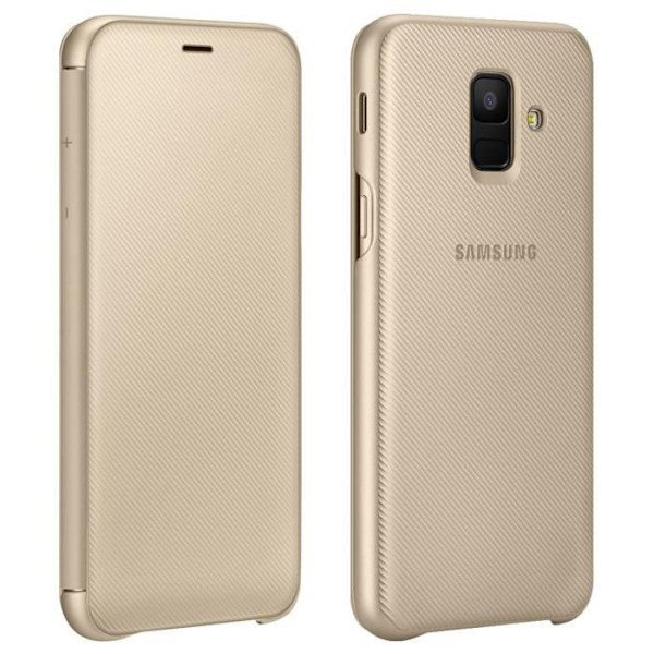 Samsungin lompakkosuoja Samsung Galaxy A6+ alkuperäinen lompakkokotelo Kultainen