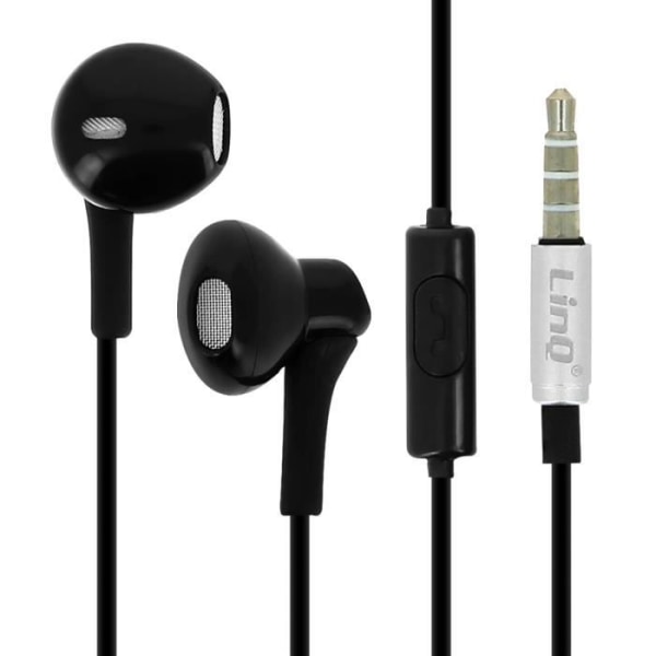 Hörlurar - LINQ - In-ear - Fjärrkontroll och mikrofon - 1,2 m anti-trassel kabel - Svart Svart