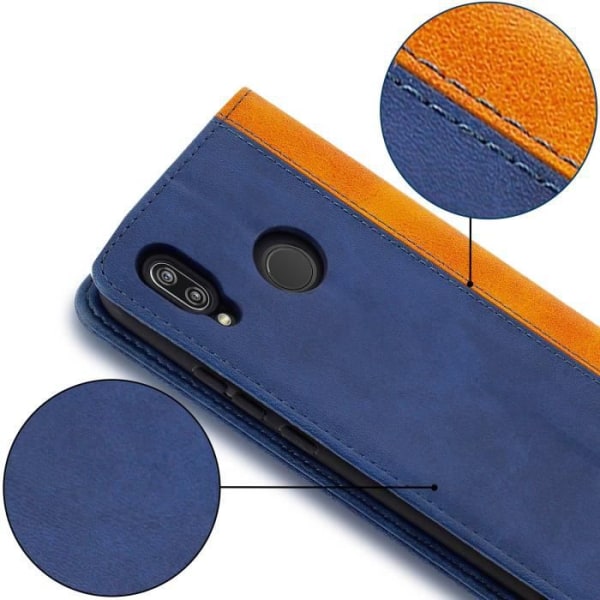 Housse - AVIZAR - P20 Lite - Ekolläder - Mörkblå - Stödfunktion Midnattsblå