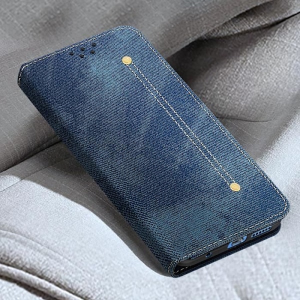 AVIZAR Fodral för Xiaomi Redmi Note 11 och Note 11s - Denimtyg - Korthållare och videostöd - Blå Blå