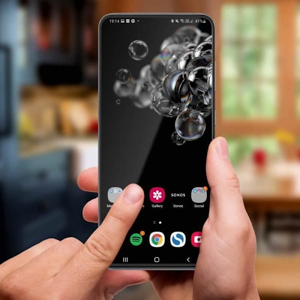 Beskyttelsesfilm - AKASHI - Samsung Galaxy S20 Ultra - 9H hærdet glas - Ultratyndt - Gennemsigtig sort kontur Klar, svart