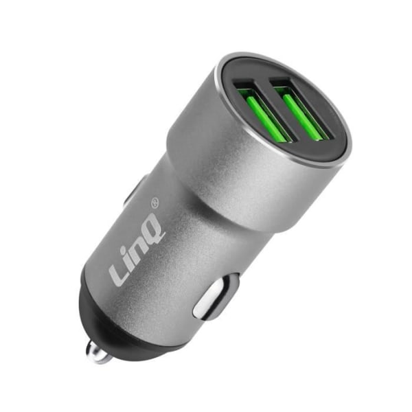 Cigarettändare Billaddare Dubbel USB-utgång 12W LinQ Silver