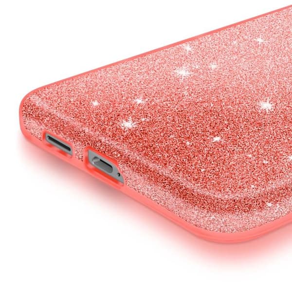 Etui för Galaxy S25 Edge, Bimaterialdesign och Röd Glittrande Finish Röd