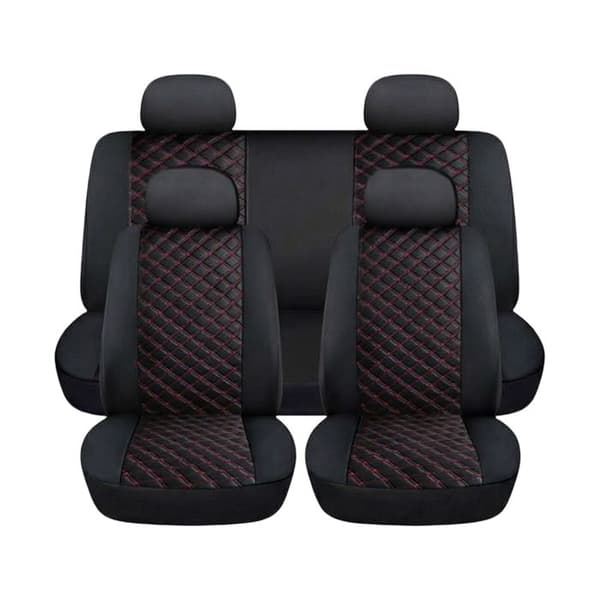 Ensemble 5 Delar Sittskydd för Bil Elegant Texturerad Svart / Röd Svart