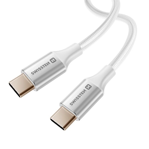 USB-C till USB-C Kabel Design Flätad Anti-nod Swissten Vit Vit