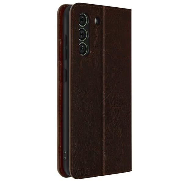 Galaxy S21 FE Folio Case Ægte læder kortholder Video Support - brun brun