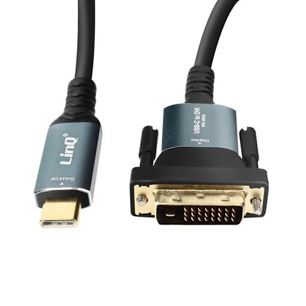 USB-C to DVI - LINQ - 1.8m - Full HD 1080p - Plug and Play - Premium Alumiini