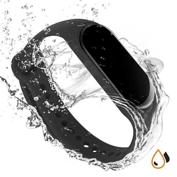 AVIZAR armbånd til Xiaomi Mi Band 5/6/7 i vandtæt sort silikone Svart