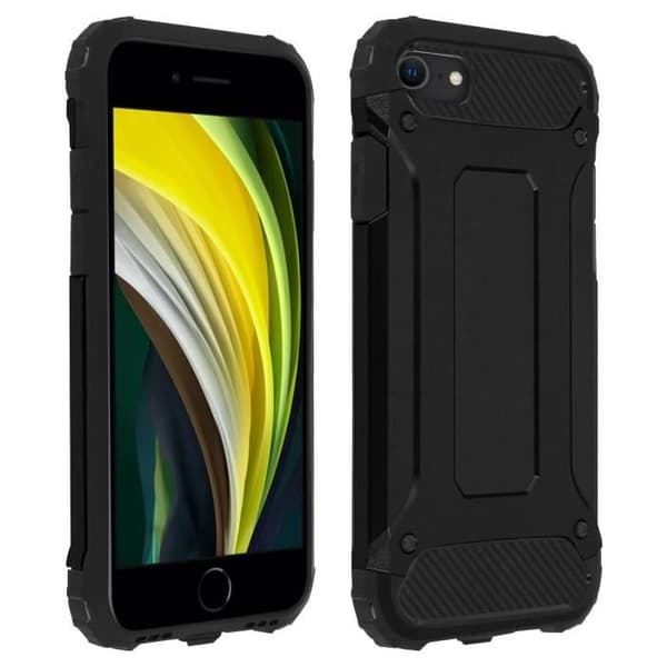 Beskyttelsescover - AVIZAR - iPhone 7 / 8 / 2020 - Stødabsorberende Bi-materiale - Reliefdesign - Sort Svart
