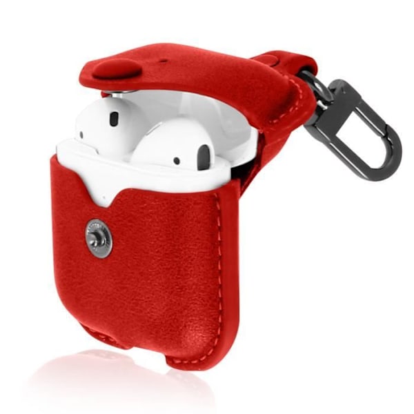 AirPods etui - DEVIA - Cowboy Series - Glat læder - Rød - Integreret karabinhage Röd