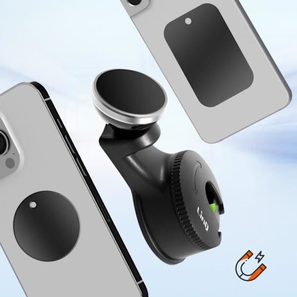 LinQ Magnetisk Bilholder Smartphone 360° Roterende Nakkestøtte Sort Svart
