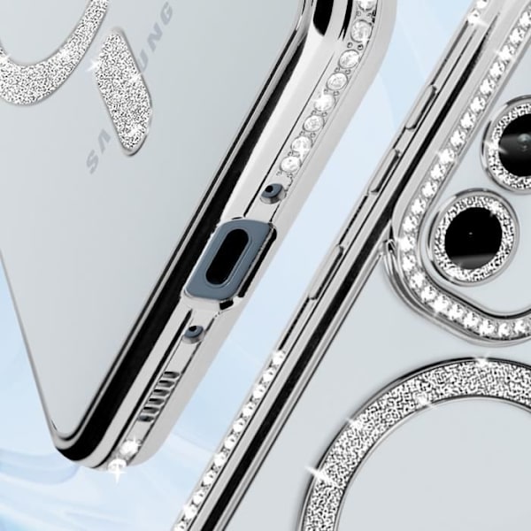 Diamantfodral till Samsung Galaxy A35 MagSafe Contour Rhinestone Silver Grå