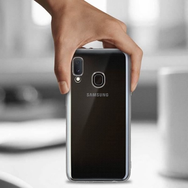 Kotelo ja suojakalvo - AVIZAR - Galaxy A20e - Läpinäkyvä silikoni - Karkaistu lasi - Musta Contour Transparent, svart