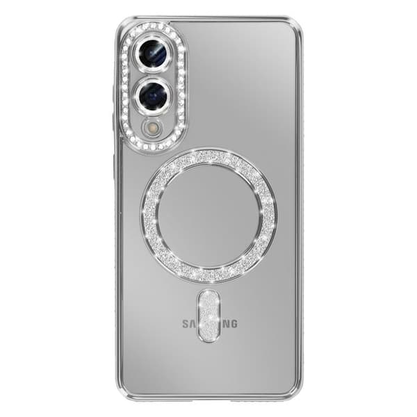MagSafe Cover - ADVARSEL - Galaxy S25 Edge - Strasset Sølv - Stød Beskyttelse - Elegant Grå