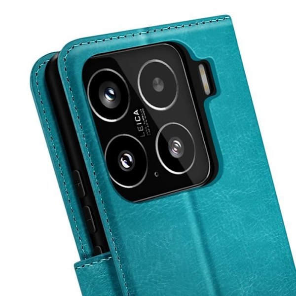 Etui til Xiaomi 15 Tegnebog med Håndledsrem Mayaxess Turkis Blå