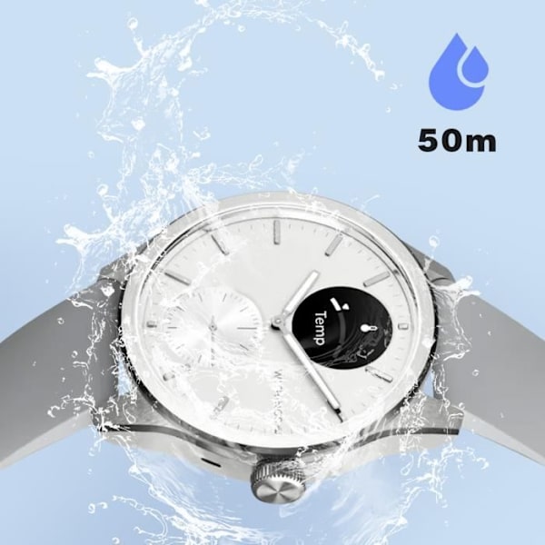 Hybrid Connected Watch 42 mm EKG-overvågning 30 dages batterilevetid ScanWatch 2 Withings White