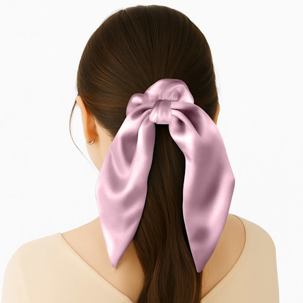 Chouchou Lyhyt Satiini Hiuskumit Kukka Elegantti Vaaleanpunainen Rosa