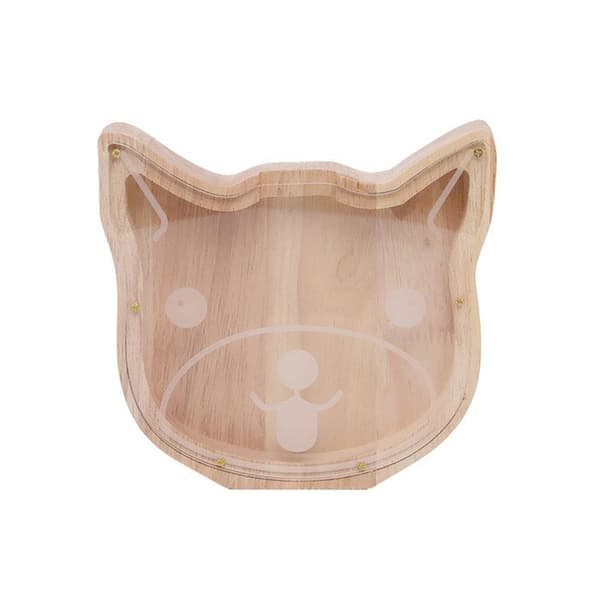 Trækasse i træ model kattehoved med beige plexiglas front Beige