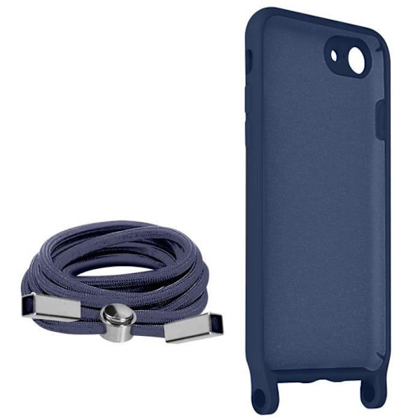 Lanyard-etui iPhone 7, 8, SE 2020 og 2022 Halvstiv halsstrop blå Blå
