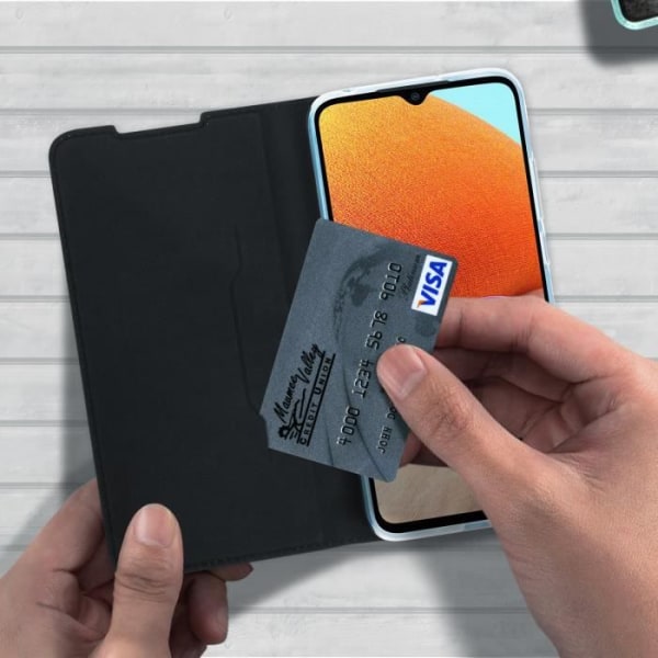 Smartphonefodral - Akashi - Galaxy A32 - Ekologiskt läder - Videostöd - Semihårt Svart