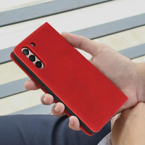 Cover til Samsung Galaxy S21 Soft-touch Flip Wallet Video Support Rød
