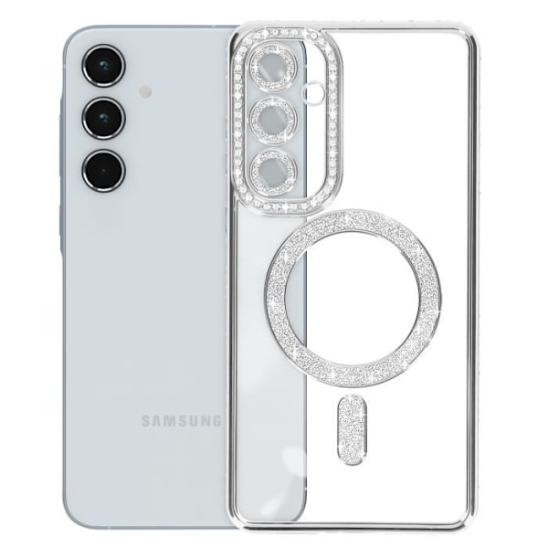 Diamant etui til Samsung Galaxy A55 MagSafe Contour Rhinestone Silver Grå