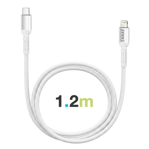 USB-C oplader til iPhone og iPad med USB-C Lightning hurtig opladningskabel Zanaé Hvid Vit