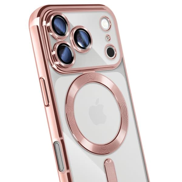 iPhone 17 Pro Max case kompatibel med MagSafe med rosa kromkant Rosa