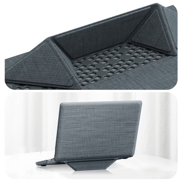 Fodral för MacBook Pro 16" - AVIZAR - Grått tyg - Fällbart magnetstöd - Ultratunt - Inbyggd ventilation Grå