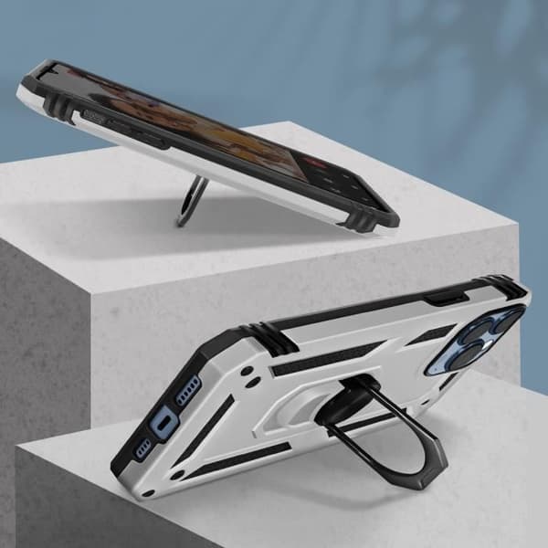 Stødsikker skal - AVIZAR - iPhone 13 Pro Max - Video støtte ring - Bi-materiale - Grå sølv Silvergrå