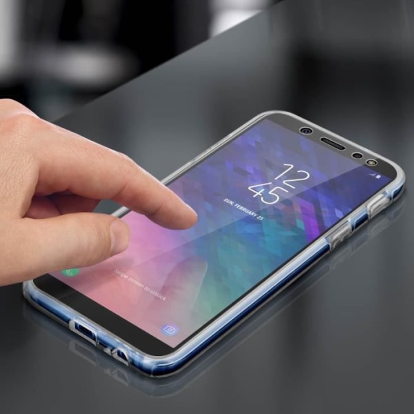 Samsung Galaxy A6 Plus skyddande silikonfodral + bakstycke - genomskinlig transparent