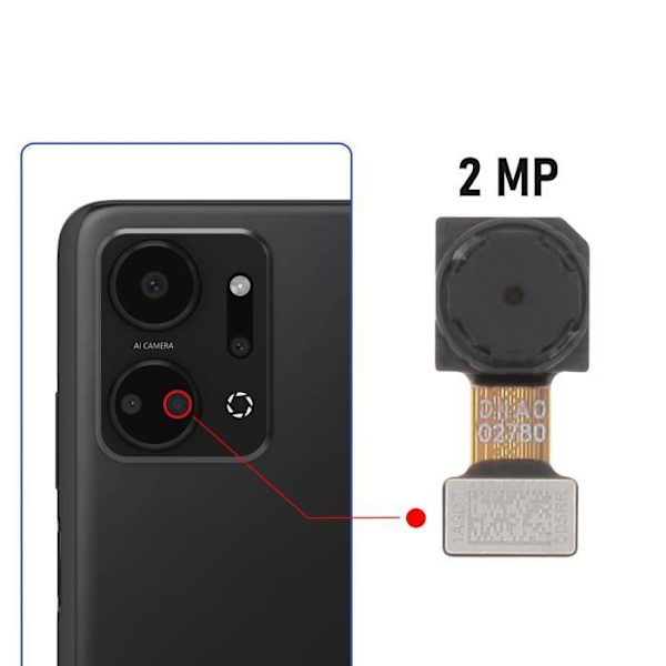 2MP makroobjektiv för Honor X7a Relife Svart - Bakre kamera - Ersättning - Kompatibel - 100 % Svart