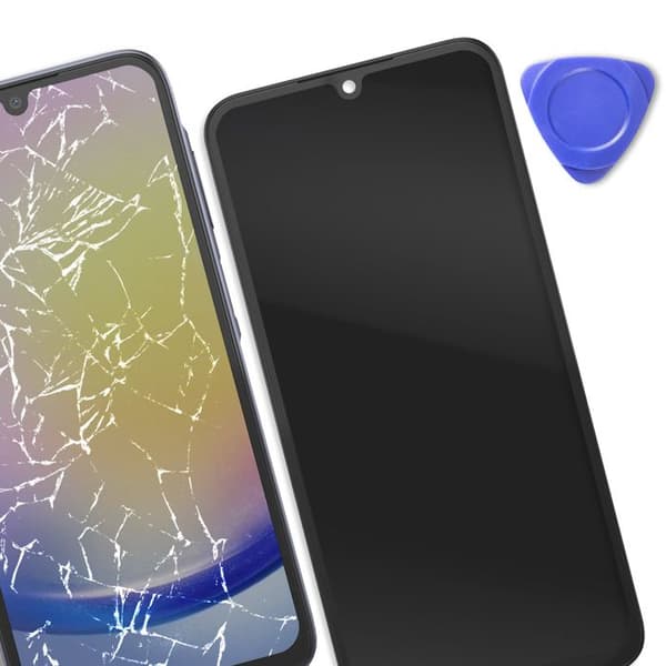 Fuldskærm til Galaxy A25 5G Soft OLED Panel med Samsung Sort Chassis Svart