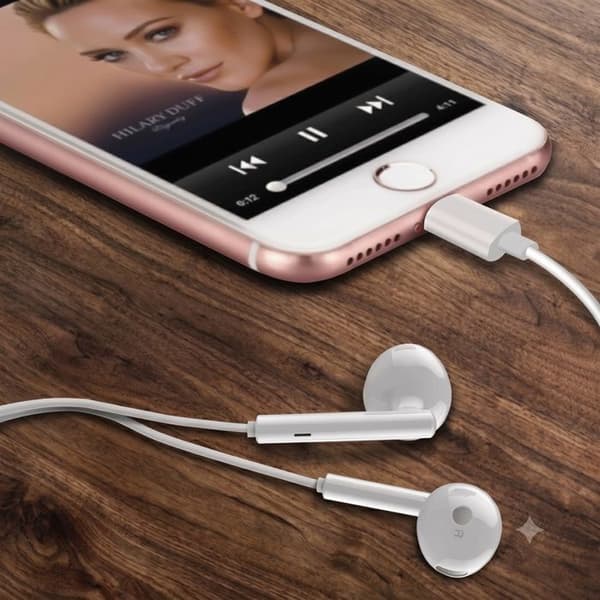 Trådade hörlurar för iPhone XS Lightning med inbyggd mikrofon Vit Vit
