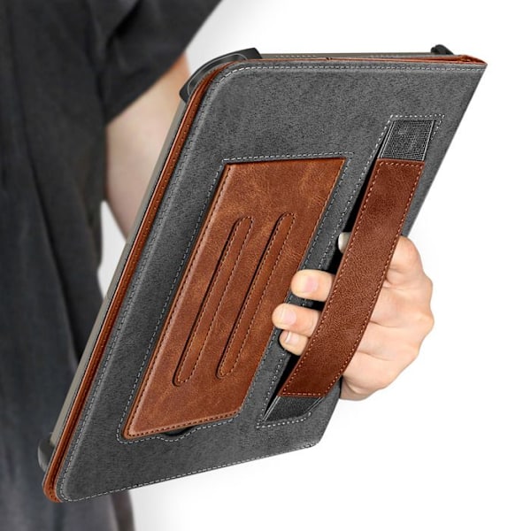 Retro Tablet Case 10 inches Adjustable Stand and Dark Brown Card Holder