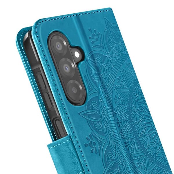 Etui Pung - Samsung - Galaxy A26 - Mandala Blomster - Blå - Blød Blå