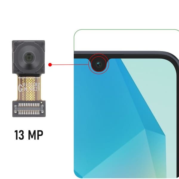 Främre kamera för Samsung Galaxy A16 Selfie-sensor 13MP svart Svart