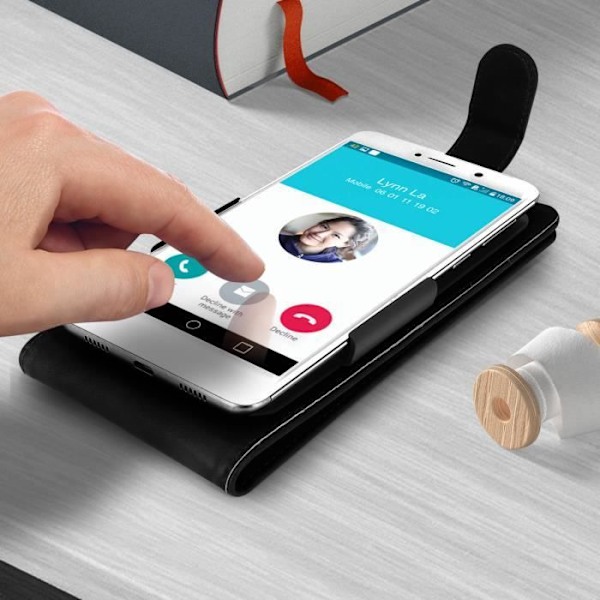 Smartphonefodral - AVIZAR - Universal - Ekologiskt läder - Svart - 3,8'' till 4,3'' svart