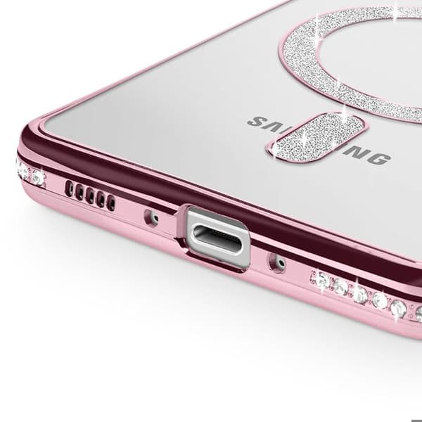 Coque - Samsung - Galaxy A56 - Roosa - Strassi - MagSafe - Tyylikäs Ros