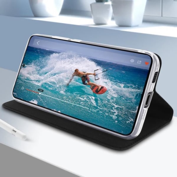Mobilfodral - AKASHI - Samsung Galaxy S21 Plus - Ekoskinn - Videostöd - Svart Svart