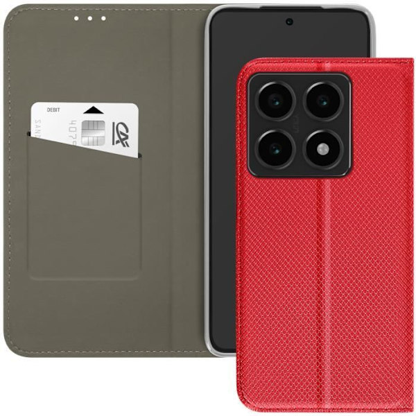 Älypuhelimen kuori - AVIZAR - Xiaomi 14T - Punainen - Puolijäykkä - Magneettinen korttipaikalla Röd