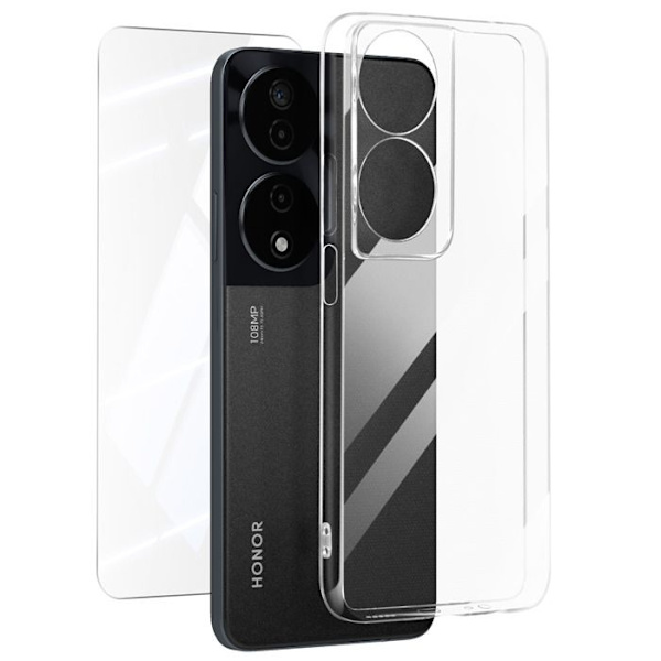 Skyddspaket för Honor 90 Smart - MAYAXESS - Mjukt fodral och 9H härdat glas - Transparent Transparent