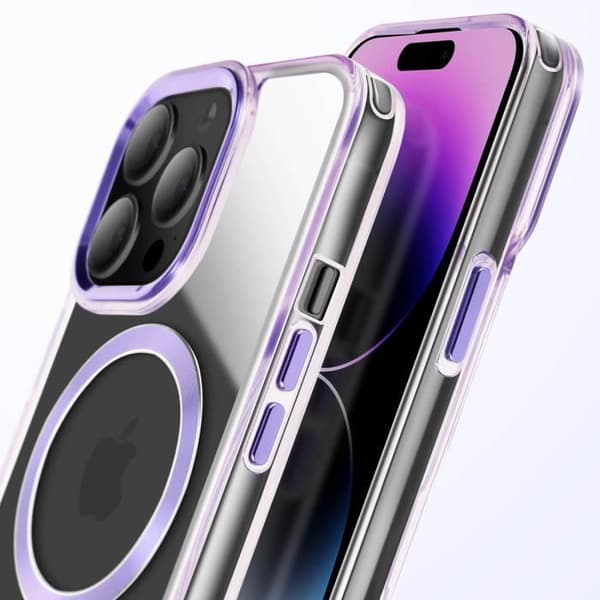 Coque - ILMOITA - iPhone 14 Pro Max - Lasikansi Väri - Violetti - Antikeltaantuminen Lila