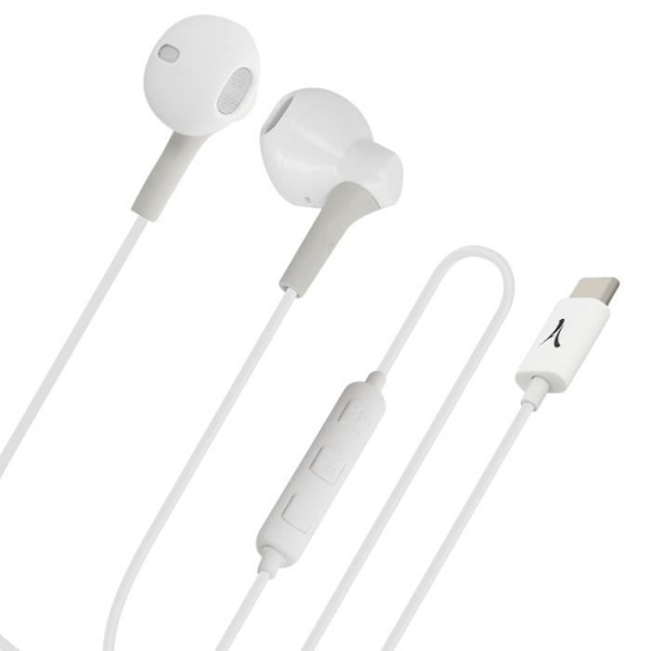 USB-C kuuloke - Akashi - Valkoinen - Kauko-ohjain - Mikrofon - 1.2m Vit