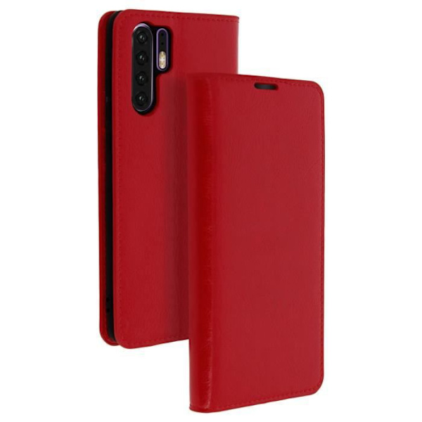 Etui - Huawei - P30 Pro - Äkta läder - Röd - Videostöd Röd