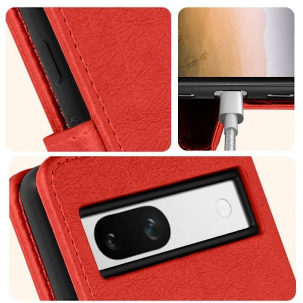 Google Pixel 7a Folio Fodral Red Flip Fodral