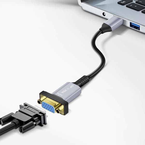 DisplayPort Han til VGA Han Full HD 1080p Kompakt LinQ Sort